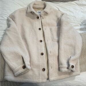 Zara Women's Beige Sherpa Jacket